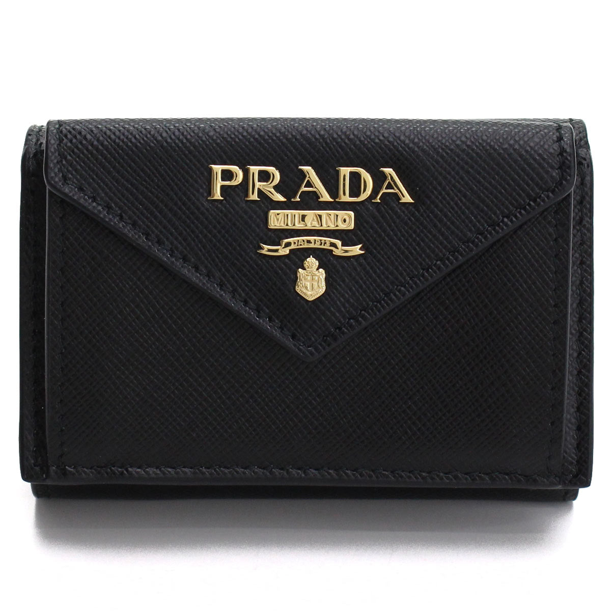 PRADA プラダ 三つ折り財布 レディース ブラック 1MH021 QWA F0002